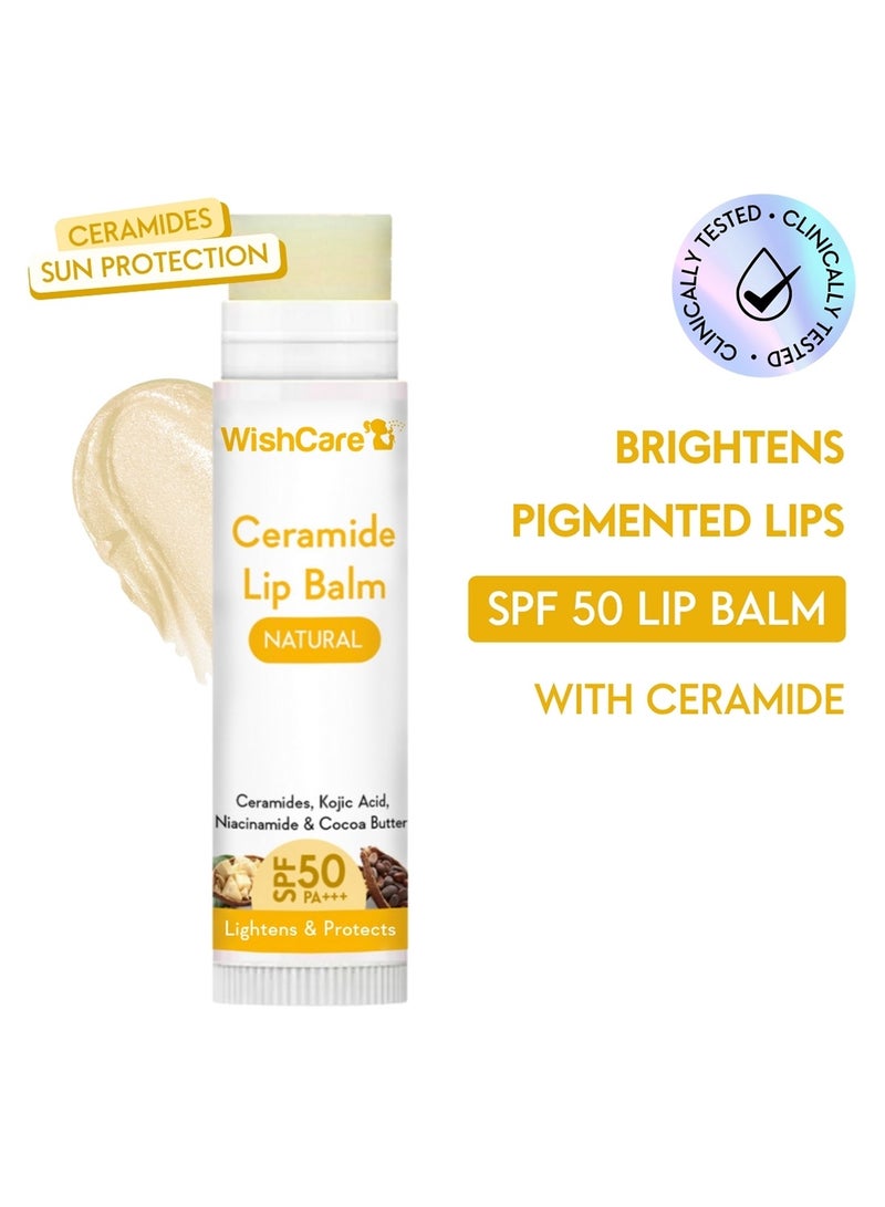 WishCare بلسم شفاه مع SPF 50 PA+++ - بلسم شفاه مضيء للشفاه الداكنة مع حمض الكوجيك ونياسيناميد - بلسم شفاه مع SPF للنساء والرجال 5 جرام - Image 1